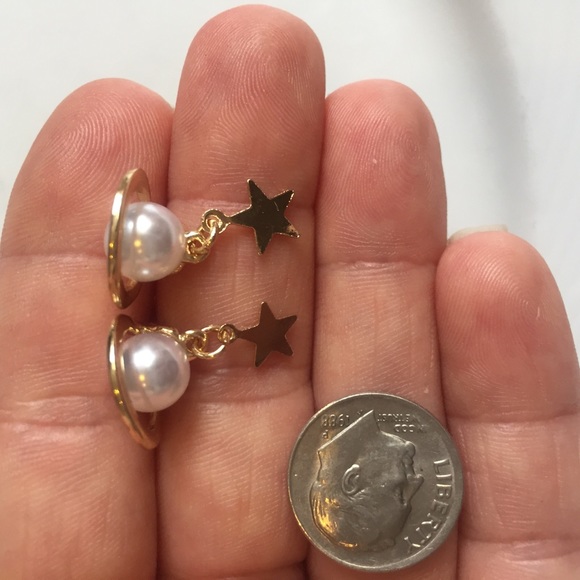 🌟Awesome Faux Pearl Boho Celestial Star And Saturn Planet Stud Earrings 🪐 - Picture 5 of 5